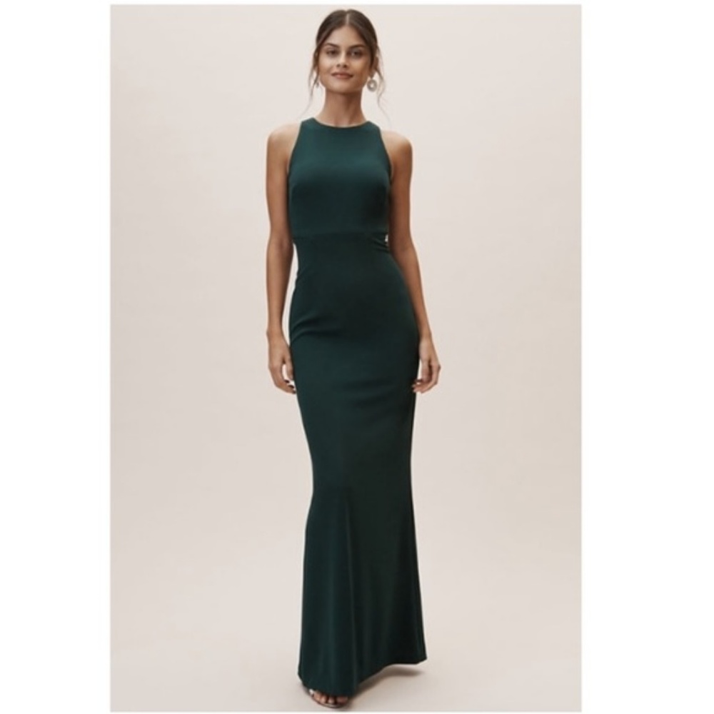 BHLDN Klara Maxi Dress in Dark Green, Size 10